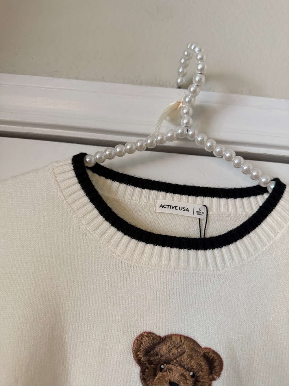 Active USA Cream Embroidered Bear Sweater - Picture 2 of 7